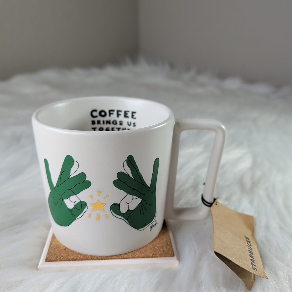 Starbucks Coffee Mug ASL Signing Store Coffee Brings Us Together Jena Floyd